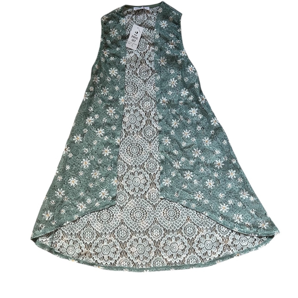 Beautees | Sleeveless Lace Floral Cardigan
